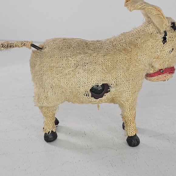 Antique Japan Working Mohair Windup Toy Donkey With Bug On Hip Missing Key AS IS - Picture 5 of 9